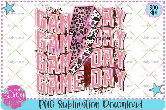 Game Day Lightning Bolt PNG Graphics for Print Templates