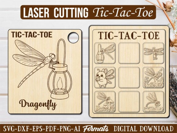 Kids Dragonfly Tic Tac Toe: Graphics & Laser Engraving Fun