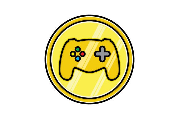 Video Game Icon, Gold Coin for Crafts and Digital Products