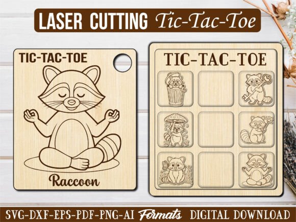 Yoga Raccoon Tic Tac Toe Puzzle Game Graphics & Laser Engraving Review
